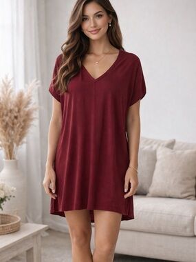 Madewell Bicoastal Tunic Dress In Crimson Red Size Medium